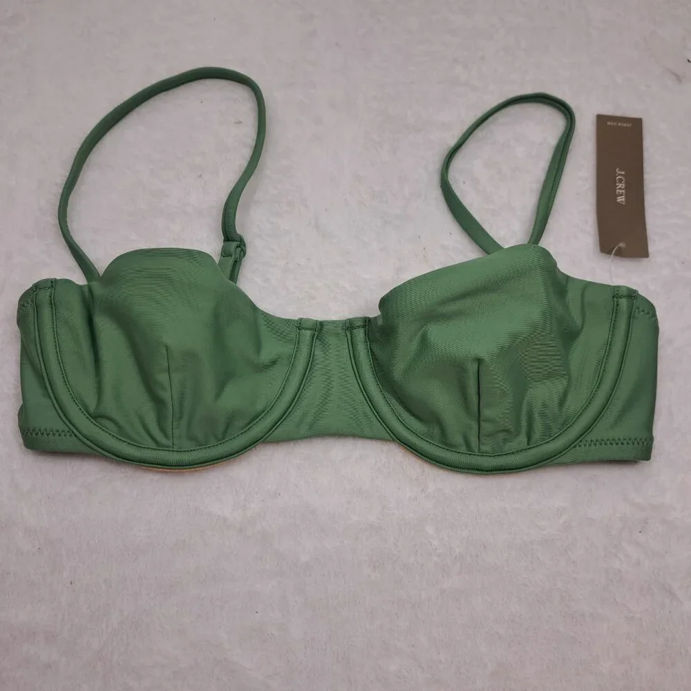 NWT J. CREW BALCONETTE UNDERWIRE BIKINI TOP BX612 RUSTIC WILLOW‎ 32B $75 MSRP
